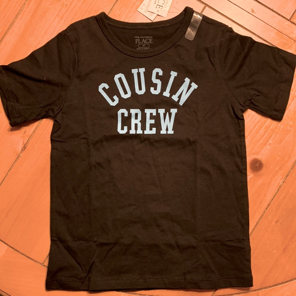 Children Place 5T nwt Black with baby blue “Cousin Crew”